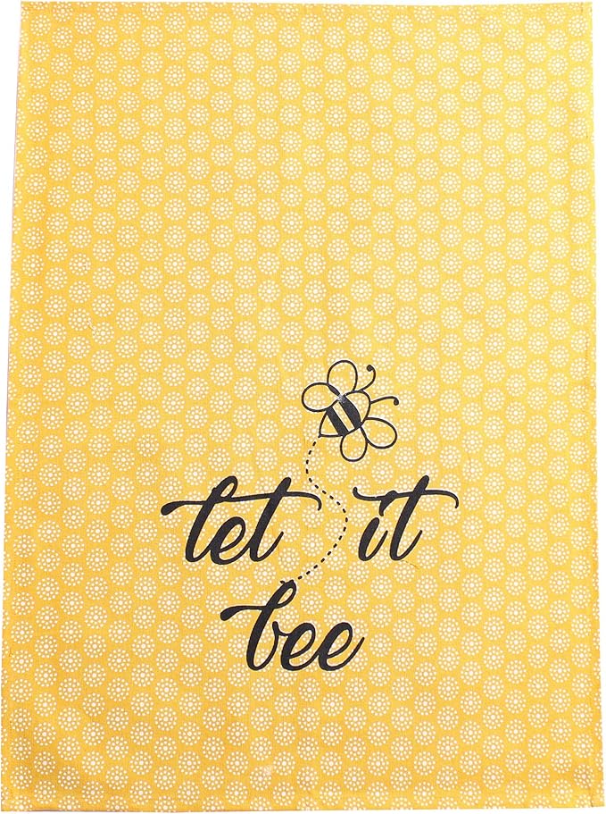 ACCENTHOME Cotton Kitchen Towels Set of 4 - Absorbent Dish Towels Set | Tea Towels | Bar Towels | Bee Grey Yellow Kitchen Dish Towels - Multi Purpose Kitchen Linen, Drying Dish Hand Towels 20x28