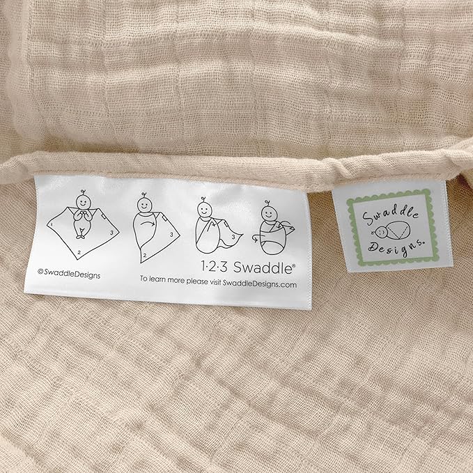 SwaddleDesigns Cotton Muslin Swaddle Blanket, Receiving Blanket for Baby Boys & Girls, Best Registry Gift, 46x46 inches, Oatmeal