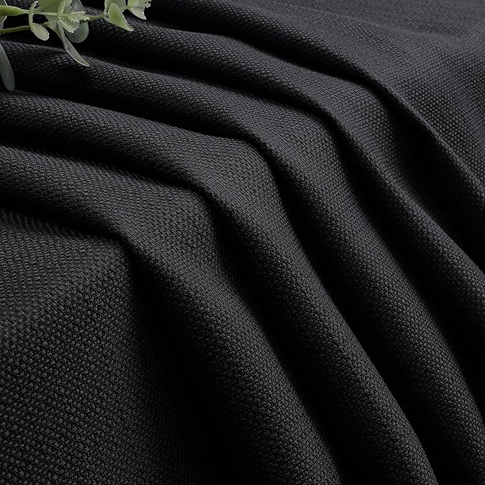 Lecloud Bessie Black Curtains 96 Inches Long 2 Panels Set, Light Filtering & Privacy Faux Linen Curtain Drapes, Rod Pocket Window Treatments for Living Room Bedroom, Each 40 W x 96 L