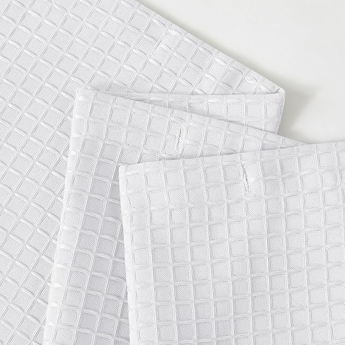 Indecor Home Luxury Waffle Weave Shower Curtain Elegant Hotel Style Fabric for Bathroom, Water Repellent, Machine Washable White Waffle