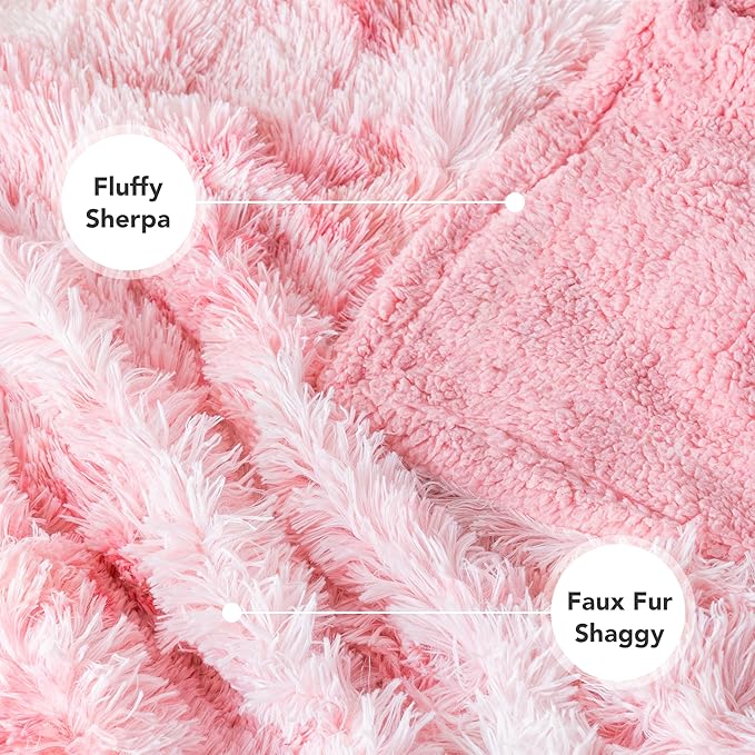 PetAmi Waterproof Dog Blanket for Large Dog, Calming Pet Blanket Bed Couch Cover Protector, Washable Sherpa Faux Fur Throw for Sofa Furniture Protection, Soft Fluffy 60x80 Tie-Dye Pink