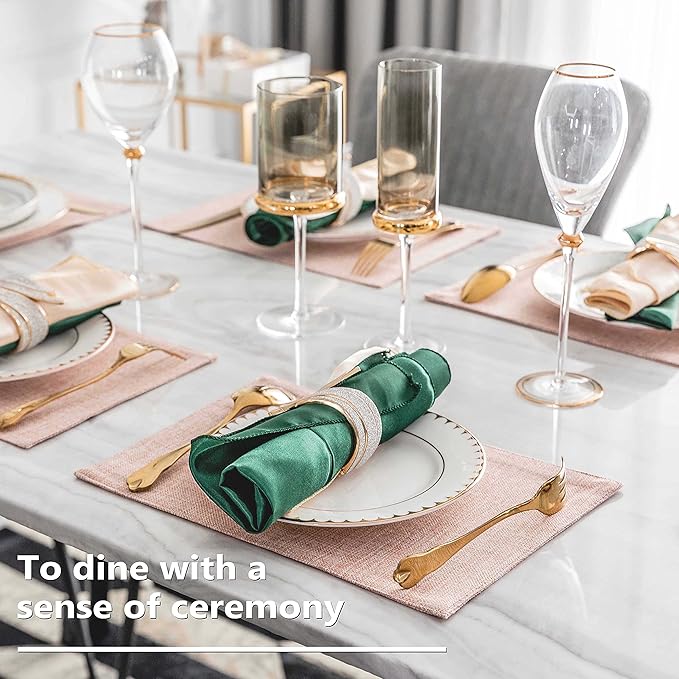 Home Brilliant Valentines Placemats Set of 4 Heat Resistant Dining Table Place Mats for Kitchen Table Party Dinner Decorations, 13 x 19 inches, Apricot Pink