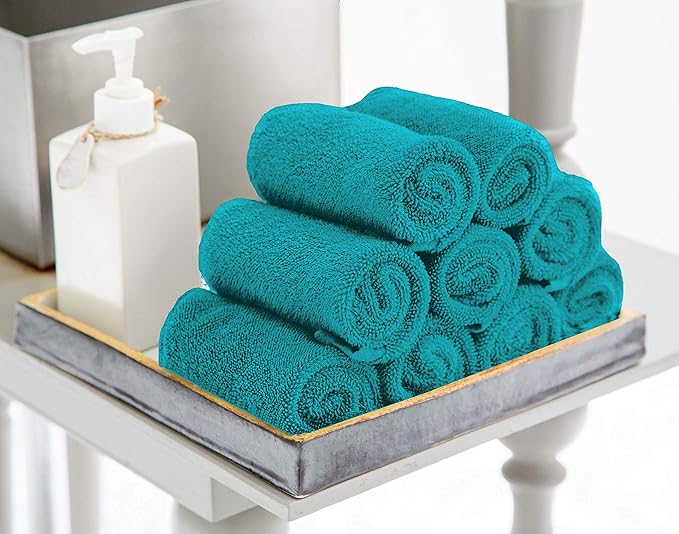 Utopia Towels 60 Pack Cotton Washcloths Set, 100% Ring Spun Cotton, Premium Flannel Face Cloths, Highly Absorbent and Soft Feel Fingertip Towels, Turquoise