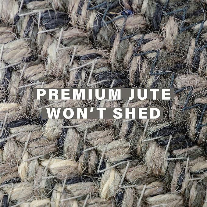 Flint Hill Jute Braided Rug 27x45 - Black and Gray Jute Entryway Rug for Primitive Decor