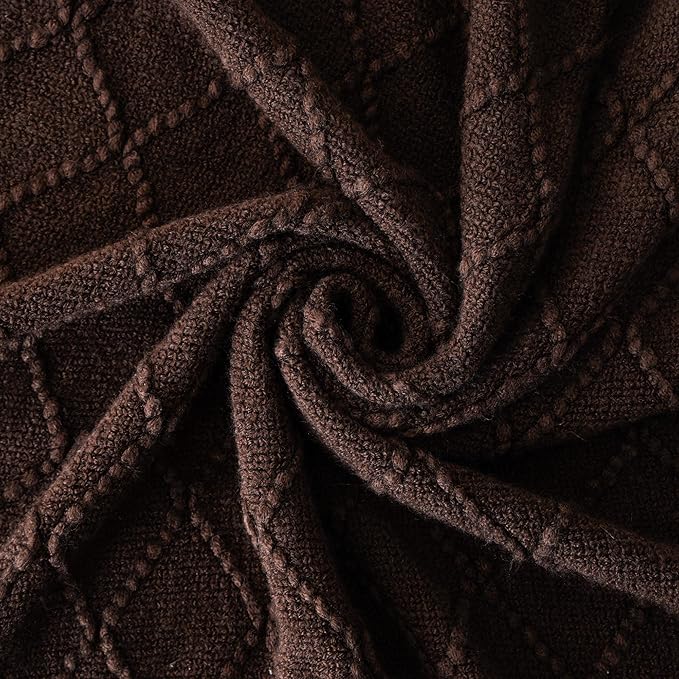 BATTILO HOME Dark Brown Throw Blanket for Couch, Chocolate Knit Throw Blankets for Home Decor, Decorative Brown Blanket for Foot of Bed, 50"x60"