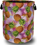 Tropical Pineapples Laundry Basket Foldable With Handles Palm Leaves Tote Bag Oxford Cloth Colorful Laundry Hamper Clothes Toy Storage Bucket For Bathroom/Laundry/Bedroom 18.9" x 16.5 "