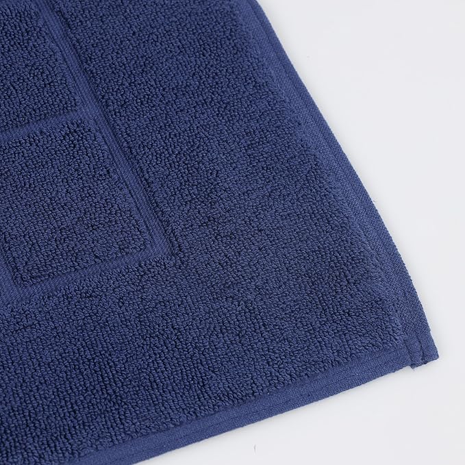 Superior 100% Cotton Bathmat Set, Bath Mats, Bathroom Decor, Shower, Bathtub Essentials, Home Accessories, Small Washable Rug, No Backing, Heavyweight, Nora Collection, Set of 2, 22" x 35", Navy Blue