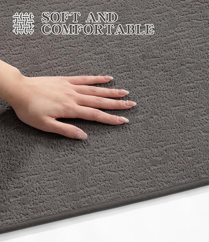 chakme Bathroom Rugs Mat 59x24, Ultra Thin Non Slip Bath Mat Quick Dry Absorbent Bath Mat for Bathroom Floor, (Dark Grey, 59"x24")