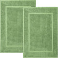 RIVERSIDE Bath Mat Set of 2 - Green Bath Mats 21x34 Inches, Not a Bathroom Rug, 100% Ring Spun Cotton, Super Soft & Highly Absorbent Bathroom Floor Mats