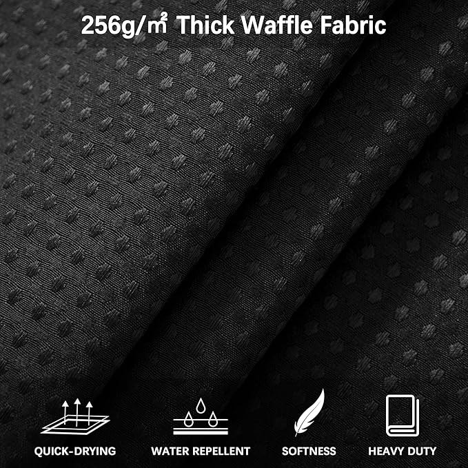 PANGSINNE 90 inch Long Waffle Textured Fabric Shower Curtains, 256GSM Heavy Duty Weighted Shower Curtain, Hotel Quality Luxury Polyester Bathroom Curtain with 12 Hooks, 72Wx90H