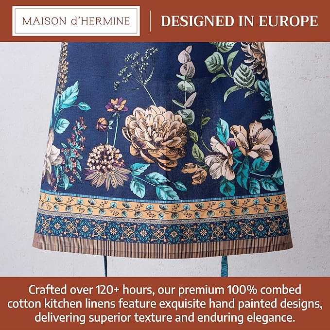 Maison d' Hermine 100% Cotton Apron for women with Pocket Kitchen Chef Apron for Men Cooking Gardening Server Waitress