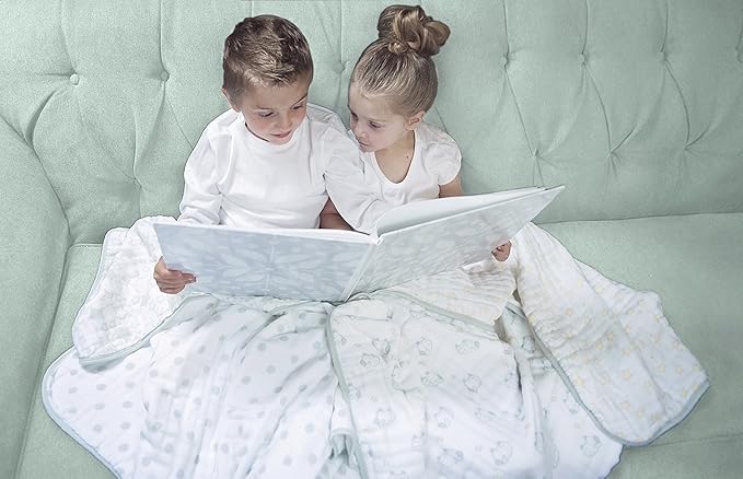 SwaddleDesigns 4-Layer Cotton Muslin Luxe Blanket, Baby and Toddler Cuddle and Dream, 46x46 inches, Yellow Chevron and Dots