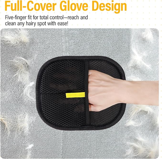 PETSWEET 2 Pack Pet Hair Removal Glove for Cats & Dogs, Electrostatic Pet Hair Remover Gloves for Cats Hair, Reusable Magic Brush Pet Hair Remover Tool for Couch, Pet Bed, Clothes
