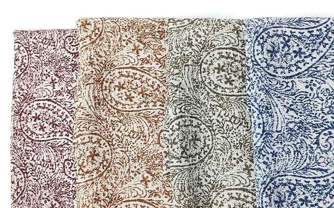 Linen Rayon Blend Fabric by The Linen Lab – Lightweight, Soft, Pre-Washed Material for Sewing, Clothing, Crafts & DIY (1 Yard pre Cut, Paisley Navy with Subtle Wrinkle Effect)