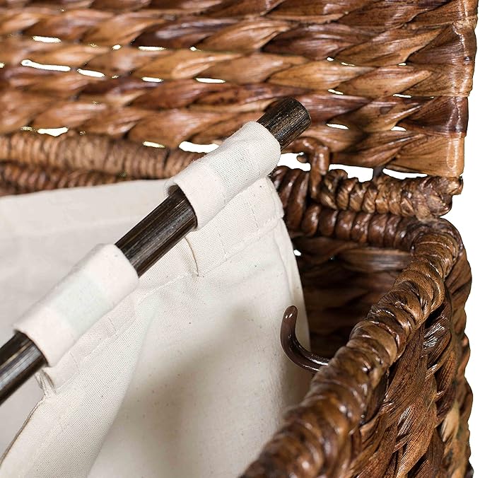 BIRDROCK HOME Seagrass Square Laundry Hamper with Removable Bag - Handwoven with Durable Abaca Fibers - Long Lasting Laundry Bin Storage for Dirty Clothes - Organizer Basket Use for Bedroom & Bathroom