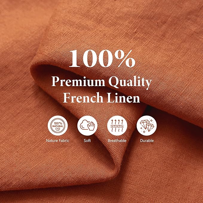 Pure Linen Bistro Half Apron - 25 x 35 Inch Unisex Waist Aprons with Large Pocket Ideal for Kitchen Crafts and More