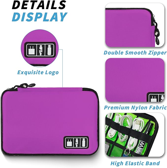 Miavers Electronics Organizer,Travel Cord Organizer Pouch, Portable Cable Organizer Bags,Travel Electronic Accessories Storage Case for Cables, Cords, Charger, Phone (Rosered)