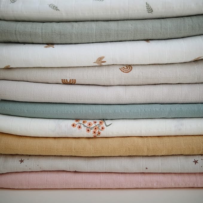 mushie Muslin Baby Swaddle Blanket | 100% Organic Cotton (Sparrow)