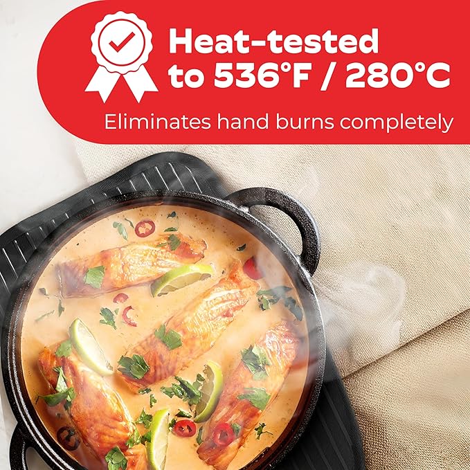 Big Red House - Silicone Pot Holders - Set of 2 Black - 10x3 - Heat Resistant to 536 F / 280 C Kitchen Protectors Hot Pans Baking Professional Grade Cooking Mitts