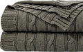 NTBAY 100% Pure Cotton Twin (60x80) Cable Knit Throw Blanket, Super Soft Warm Knitted Blanket for Bed, Sofa, Chair, Couch - Extra Cozy, Machine Washable, Comfortable Home Decor, Grey