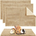 Amylove 4 Pcs Guinea Pig Cage Liner Guinea Pig Bedding Dog Door Mat for Muddy Pet Paws Washable Chenille Pee Pads Small Animal Sleeping Bed for Bunny Hamster(16 x 24 Inch,Square,Beige)