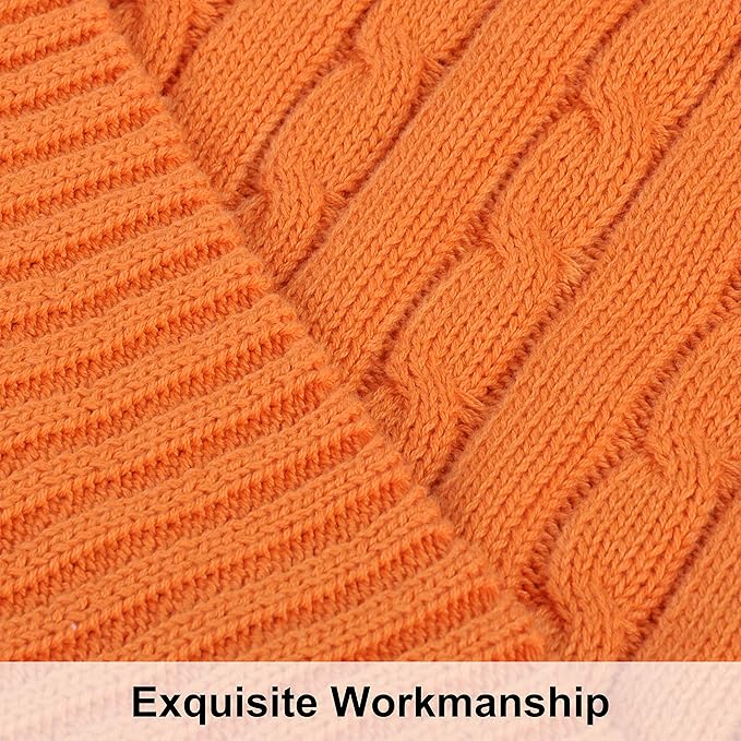 NTBAY 100% Pure Cotton Cable Knit Throw Blanket, Super Soft Warm 51x67 Knitted Throw Blanket for Couch, Sofa, Chair, Bed - Extra Cozy, Machine Washable, Comfortable Home Decor, Orange
