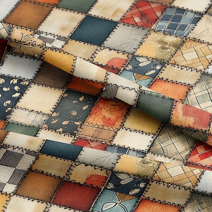 Vintage Patchwork Quilting Fabric Panel – 100% Cotton, 140 GSM, Pre-Cut 61 x 36.6 Inches – Premium Sewing Fabric for Quilts, Pillows, Bags, Baby Items & Crafts – Made in Turkey