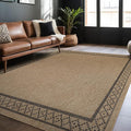 Easy Jute Rugs 4x6 Frame Natural Color Living Room Indoor Outdoor Area Rug for Patio and Kitchen Rug High Traffic Washable Easy to Clean Solid Boho Woven Design Carpet (4 x 6)