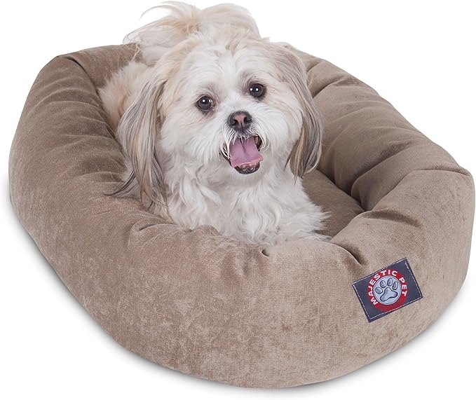 Majestic Pet Villa 24 Inch Shredded Memory Foam Dog Bed for Small Sized Dog 24x19x7 Inch–Orthopedic Pet Bed - Washable Small Puppy Mat with Head Support-Pearl