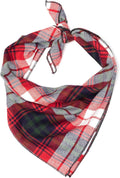 THE WORTHY DOG Classic Tie-On Dog Bandana – Soft Cotton Flannel Square Pet Bandana, Plaid Pattern, Red Multicolored, Small