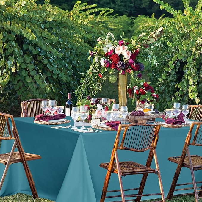 sancua Rectangle Tablecloths for 8 Foot Tables, 6 Pack - Washable Polyester Fabric Table Cloth for Wedding Party, Birthday, Banquet Reception, 60x120 Inch, Teal