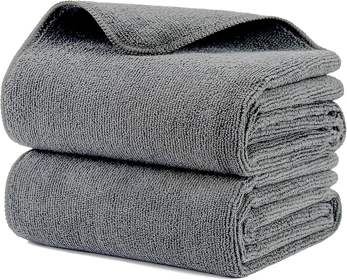 MICROFI New Microfiber Hair Drying Salon Towels, Quick Dry, Lint Free, 2 Pack (Gray)