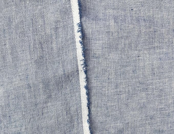 100% Linen Fabric – Yarn Dyed Chambray, Pre-Washed, Lightweight Crisp & Cool Handfeel, 52–54" Wide – The Linen Lab (Driftwood Blue 6924, 1y)