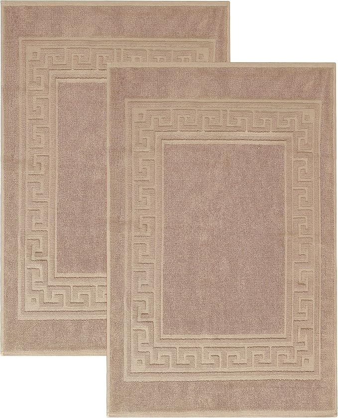 Superior Heavyweight Cotton Bath Mats, Bath Rugs For Bathroom Accessories, Washable Rug For Shower, Bath, Toilet, Modern Decor, No Backing, Luxury Hotel And Spa Quality, Set of 2, 22" x 35", Taupe