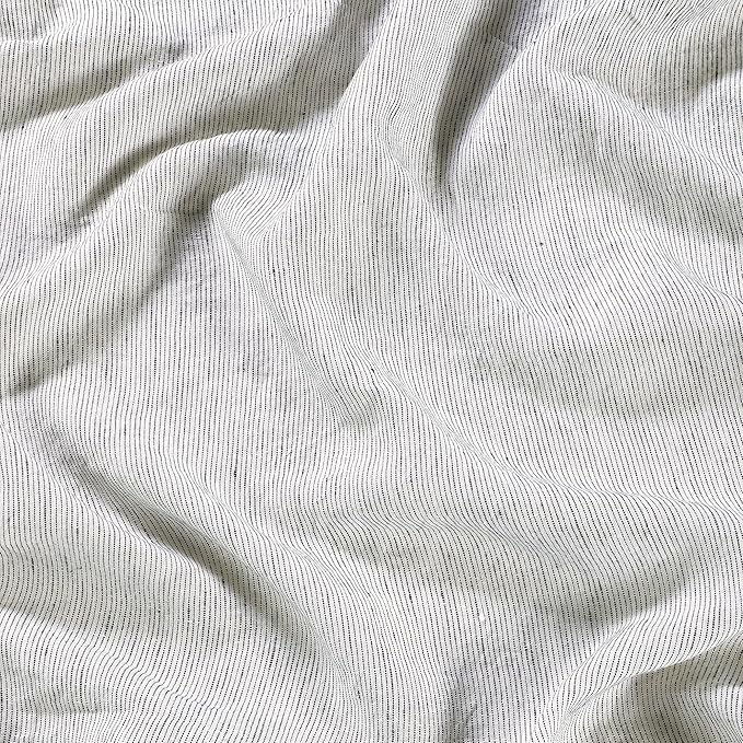 Sijo Stone Washed Organic French Linen Bed Sheet Set, GOTS Certified Organic, Best Cooling Linen Sheet Award by Sleep Foundation, 4 Piece - 2 Pillowcases, 1 Fitted and 1 Flat (Pinstripe, Cal King)