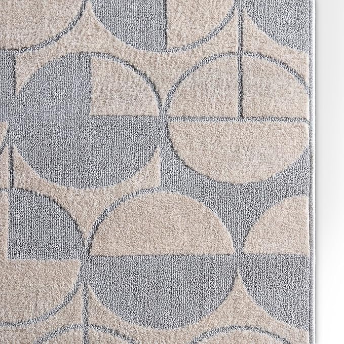 Well Woven Custom Size Hallway & Stair Runner- Harlow Harmony Ivory/Grey 27 Inches Wide x 85 Feet Long Runner (27" x 85') Runner Rug - Modern Geometric Pattern, Ultra-Soft, Easy-Clean