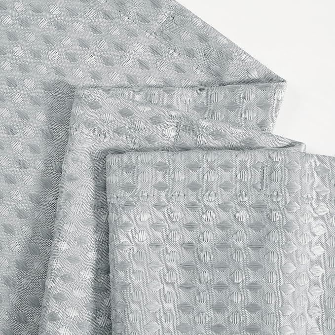 Indecor Home Luxury Dobby Weave Shower Curtain Elegant Hotel Style Fabric for Bathroom, Water Repellent, Machine Washable Light Grey Dobby