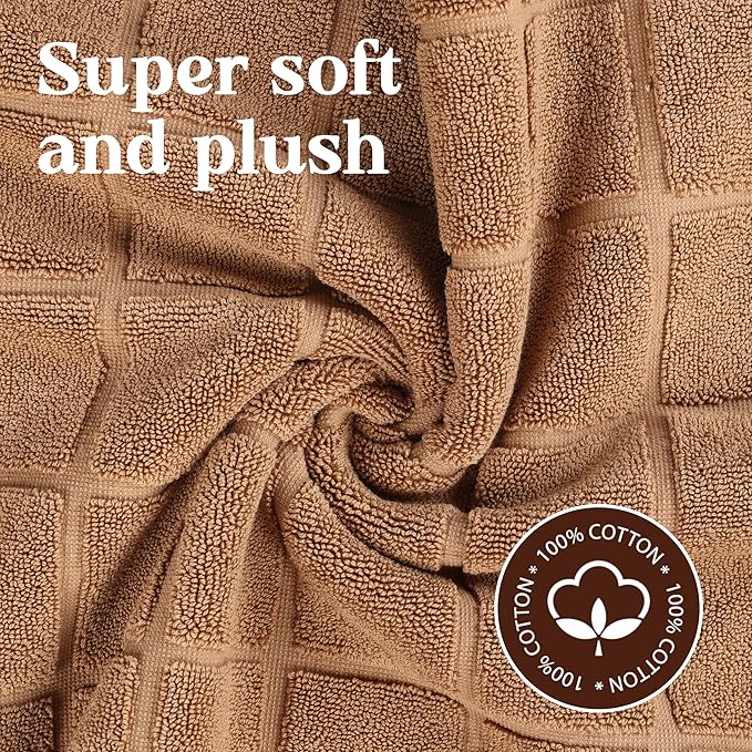 Superior 100% Cotton Bathmat Set, Bath Mats, Bathroom Decor, Shower, Bathtub Essentials, Home Accessories, Small Washable Rug, No Backing, Heavyweight, Nora Collection, Set of 2, 22" x 35", Toast