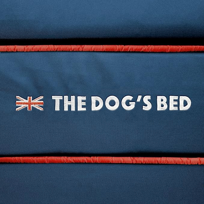 The Dog's Bed Replacement Outer Cover for The Dog's Bed Orthopedic Memory Foam Dog Bed. Washable Oxford Fabric, Medium (Blue with Red Piping UK Embroidery Flag) Veterinary Approved