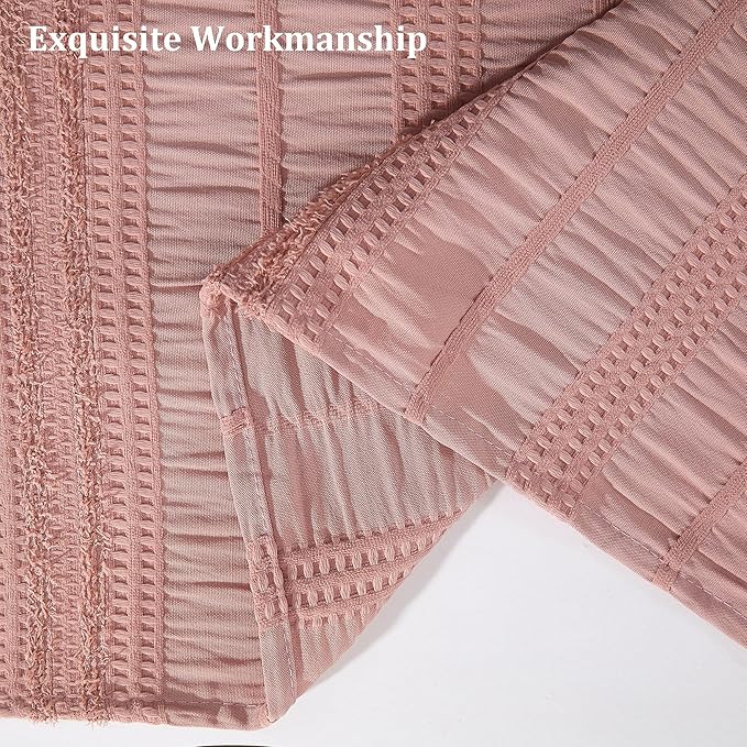 Siiluminisoy Pink Shower Curtain Farmhouse Shower Curtain for Bathroom Rustic Striped Fabric Shower Curtains 72 x 96