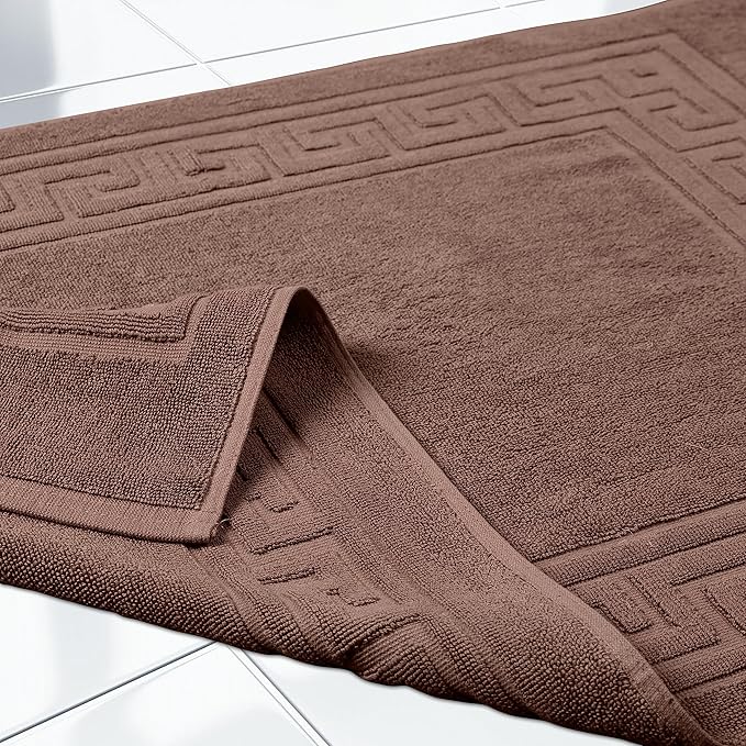 Superior Heavyweight Cotton Bath Mats, Bath Rugs For Bathroom Accessories, Washable Rug For Shower, Bath, Toilet, Modern Decor, No Backing, Luxury Hotel And Spa Quality, Set of 2, 22" x 35", Mocha