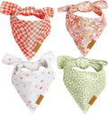 Remy+Roo Small Spring Dog Bandanas - 4 Pack Daisy Set | Premium Durable Adjustable Polyester Fabric | Patented Shape Girl Dog Bandana, Floral Dog Bandana