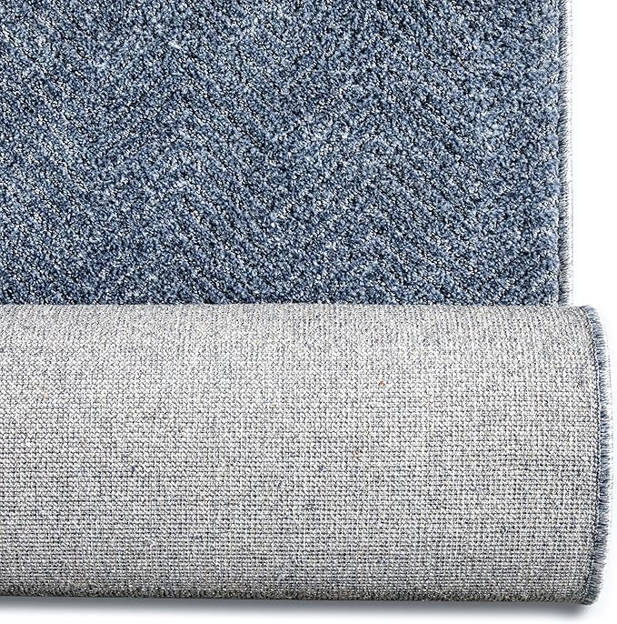 Well Woven Custom Size Hallway & Stair Runner- Harlow Pompeii Blue 31 Inches Wide x 95 Feet Long Runner (31" x 95') Runner Rug - Modern Chevron Pattern, Ultra-Soft, Easy-Clean