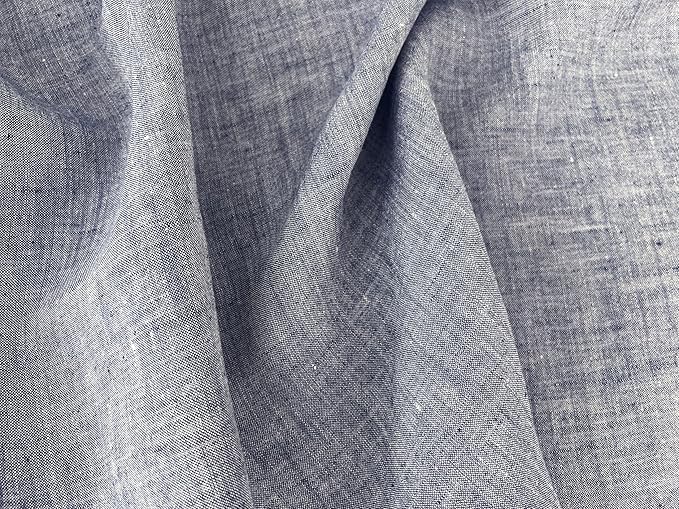 100% Linen Fabric – Yarn Dyed Chambray, Pre-Washed, Lightweight Crisp & Cool Handfeel, 52–54" Wide – The Linen Lab (Chambray Indigo 7110, 3y)