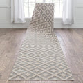 Well Woven Custom Size Hallway Stair Runner - Choose Your Length - Ainsley Ivory Diamond Trellis Geometric Tribal - 31 Inches Wide x 45 Feet Long Runner (31" x 45' Runner) Rug