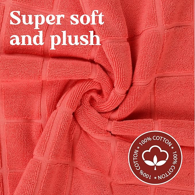 Superior 100% Cotton Bathmat Set, Bath Mats, Bathroom Decor, Shower, Bathtub Essentials, Home Accessories, Small Washable Rug, No Backing, Heavyweight, Nora Collection, Set of 2, 22" x 35", Coral