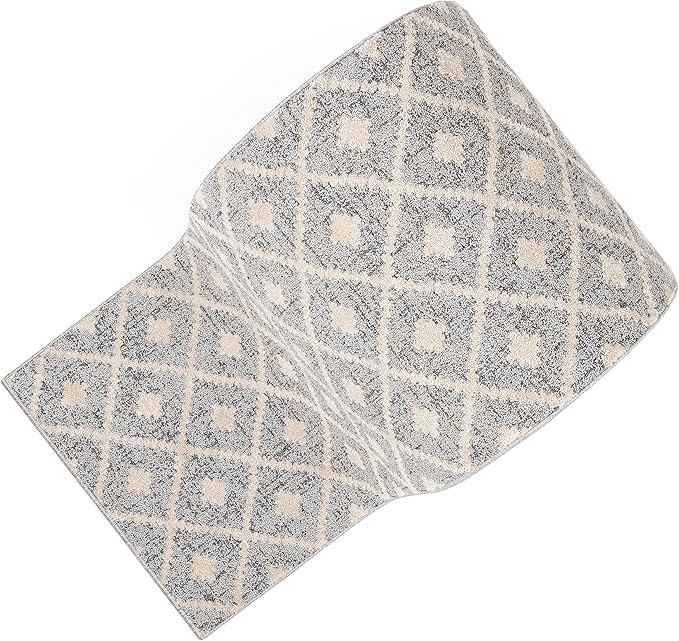Well Woven Custom Size Hallway Stair Runner - Choose Your Length - Ainsley Grey Diamond Trellis Geometric Tribal - 27 Inches Wide x 11 Feet Long Runner (27" x 11' Runner) Rug