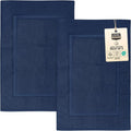 Utopia Towels Cotton Banded Rug, Bath Mats, Not a Bathroom Rug, 21 by 34 Inches, 100% Ring Spun Cotton, Highly Absorbent Shower Bathroom Floor Mat, Navy, 2 Pack