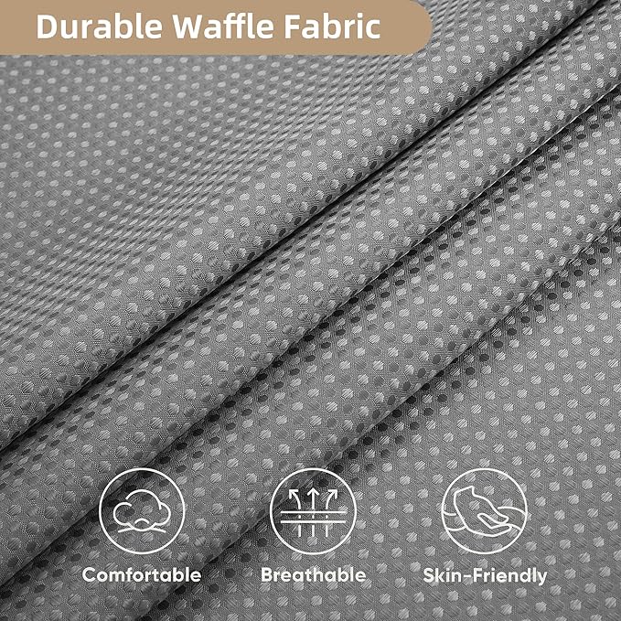 Lameirose 3 in 1 Shower Curtain Set, Waffle Shower Curtain and Liner Set with 12 Double Sided Shower Curtain Hooks, 72 x 84 Fabric Shower Curtains for Bathroom, Grey