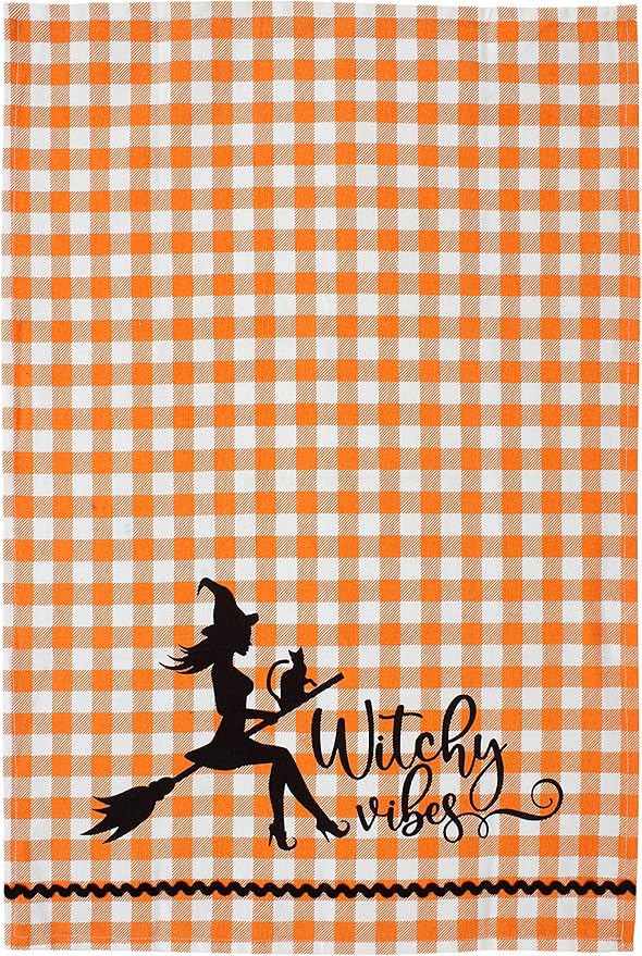 ACCENTHOME Kitchen Towels Set of 4 Super Absorbent Durable Towels Perfect for Kitchen Mess & Drying Dishes 20x28 inch Halloween Design